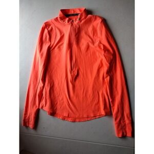 Under Armour Women's Orange Half Zip Running Pullover Thumbholes Size S